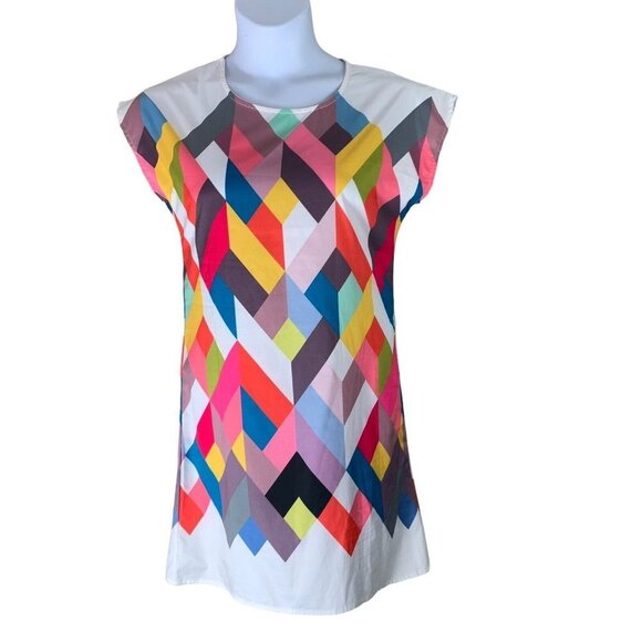 5/$25 Man Li Shang Size Medium Dress Sleeveless Geometric Multicolor Shift Women - Picture 1 of 5